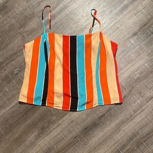 ASTR The Label Cropped Tank Top Iridescent Striped Size Medium‎